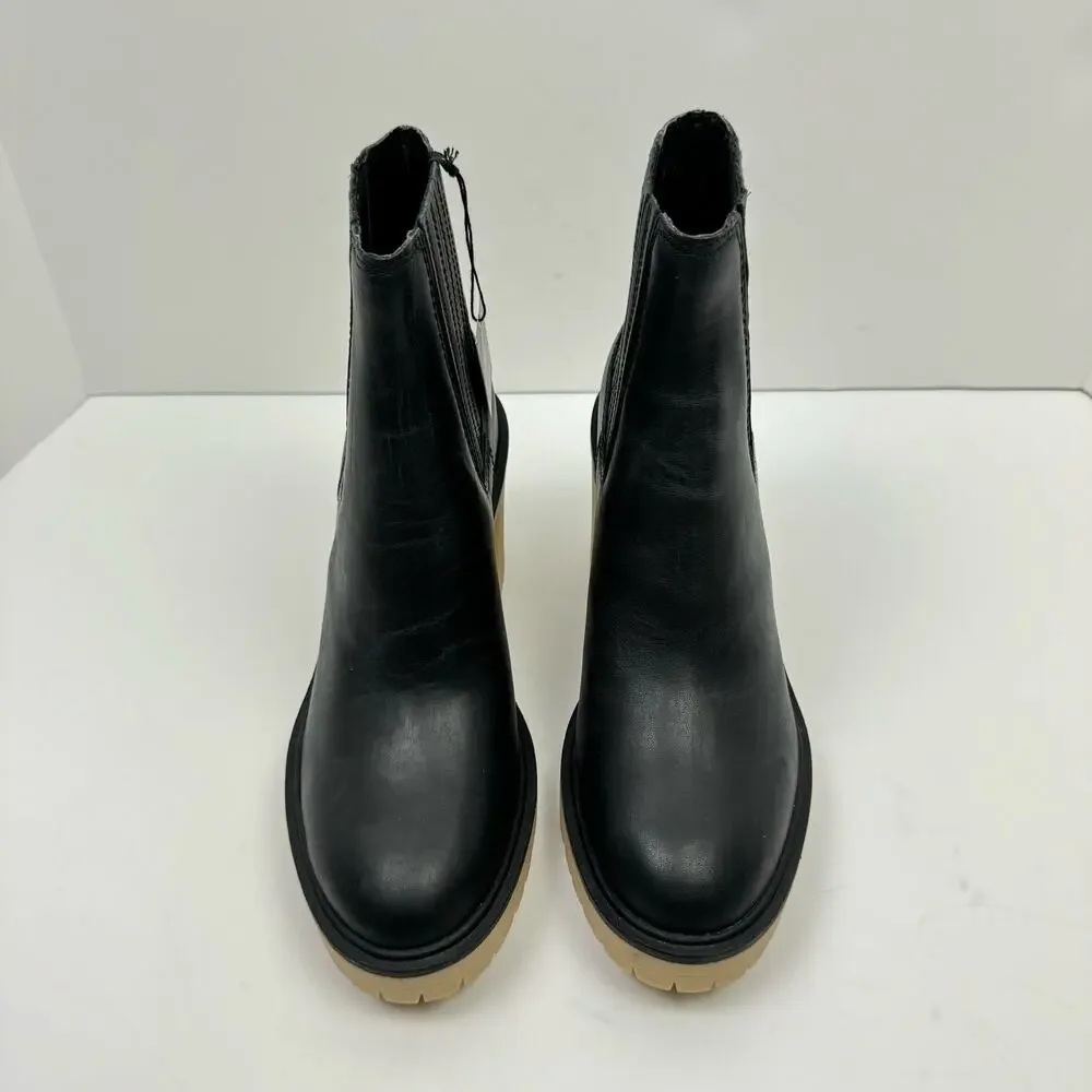 NEW Dolce Vita Caster H2O Waterproof Black Leather Lug Sole Ankle Boots Booties